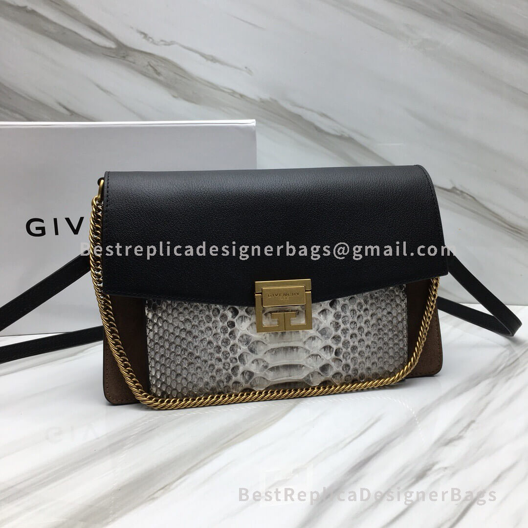 Givenchy Medium GV3 Bag In Black And White Suede Python Effect Leather GHW 29999